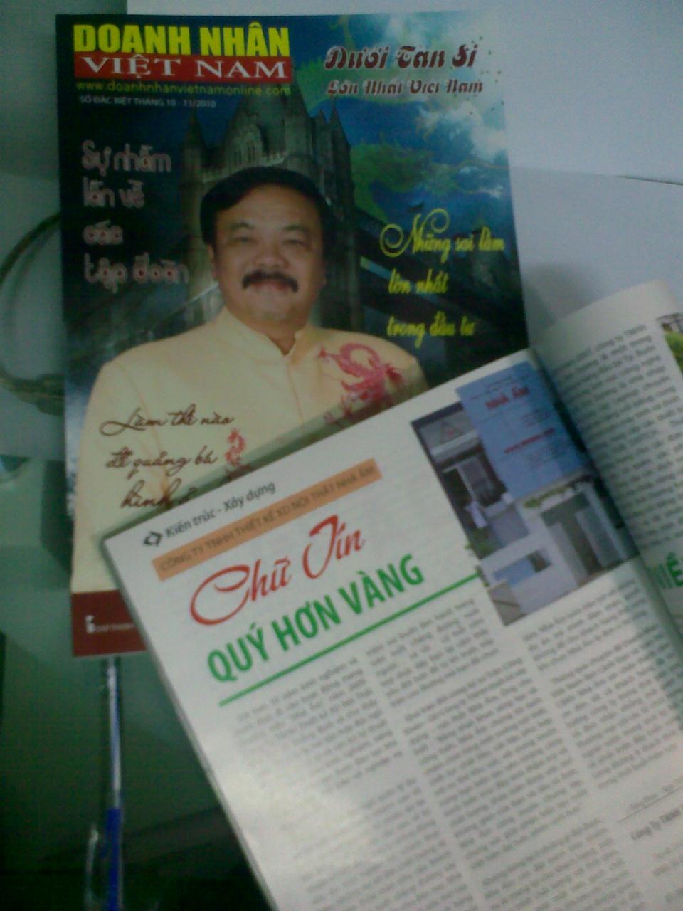 NHÀ ẤM trả lời phóng viên tạp chí Doanh nhân Việt Nam nhân chuyên đề ngày hội doanh nhân 13/10/2010